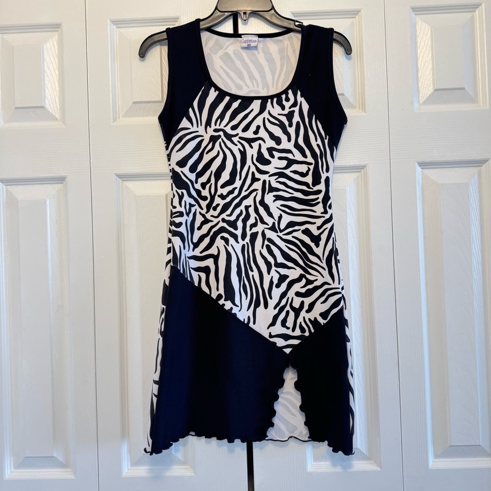Cuppertino Zebra Print Sleeveless Dress, Size S/M